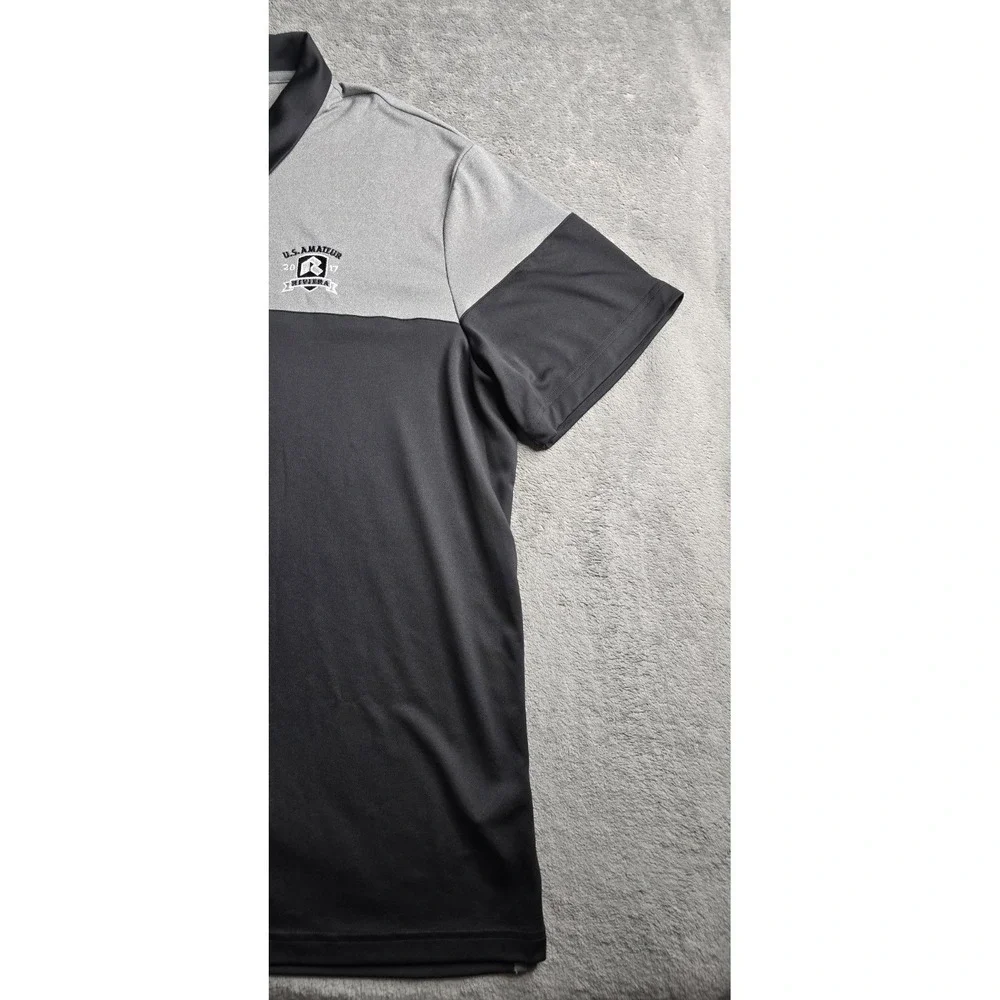 Adidas Riviera Country Club US Amateur 2017 Golf Polo 3 Stripe Black Gray 2XL